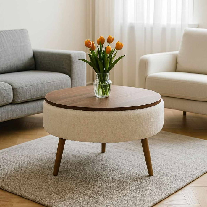 Atelier Del Sofa Noya Round - Blanco y Nogal